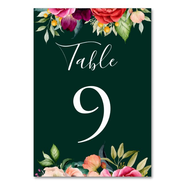 Numéro De Table Bohème fleuris Emerald Green (Par défaut)