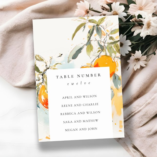 Numéro De Table Boho Abstrait Orange Jardin Mariage Siège (Créateur téléchargé)