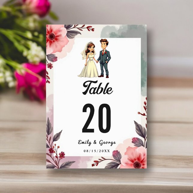 Numéro De Table Boho Aquarelle Florale Mariée Et Mariage De Chambr (Créateur téléchargé)