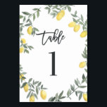 Numéro De Table Boho Aquarelle Laine de citron Tableau 1<br><div class="desc">Aquarelle Boho Laine de citron Tableau 1 Numéro du tableau. Carte de numéro de table d'inspiration boho avec une couronne de citron aquarelle. Lumineux et capricieux,  parfait pour les mariages du printemps et de l'été,  des douches nuptiales et bien plus encore.</div>
