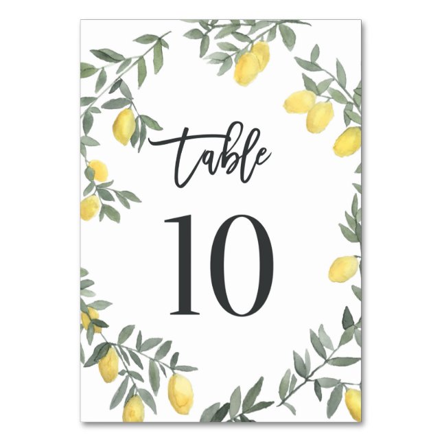 Numéro De Table Boho Aquarelle Laine de citron Tableau 10 (Par défaut)