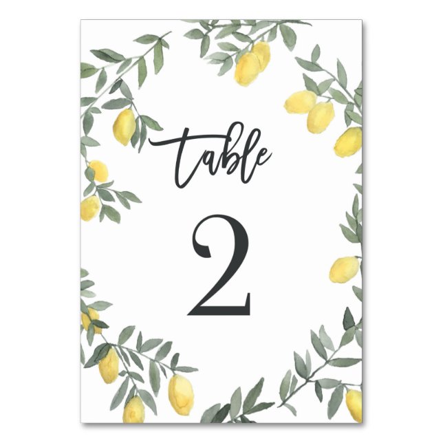 Numéro De Table Boho Aquarelle Laine de citron Tableau 2 (Par défaut)