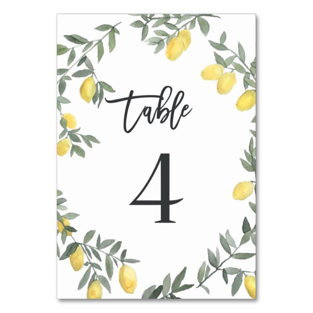 Numéro De Table Boho Aquarelle Laine de citron Tableau 4 (Par défaut)