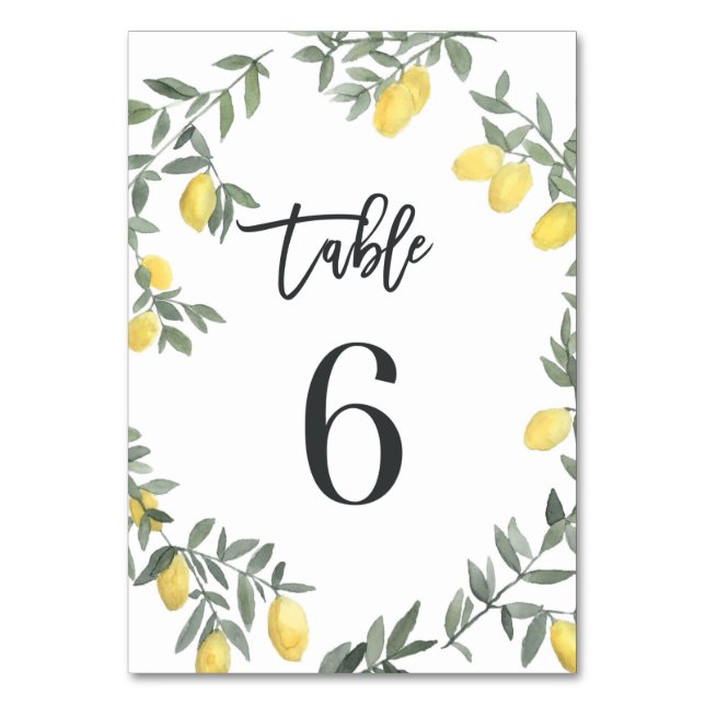 Numéro De Table Boho Aquarelle Laine de citron Tableau 6 (Par défaut)