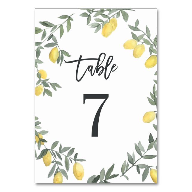 Numéro De Table Boho Aquarelle Laine de citron Tableau 7 (Par défaut)