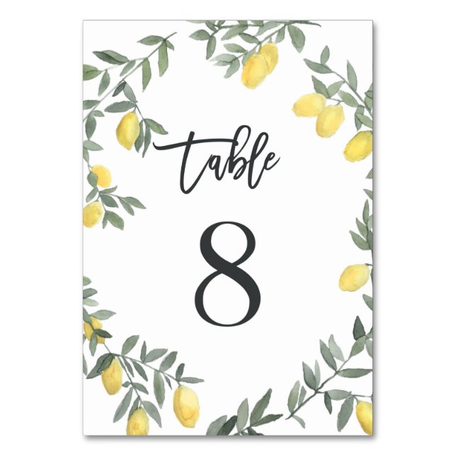 Numéro De Table Boho Aquarelle Laine de citron Tableau 8 (Par défaut)