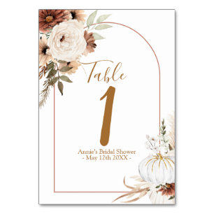 Numéro De Table Boho Arch Blanc Citrouille Floral Moderne