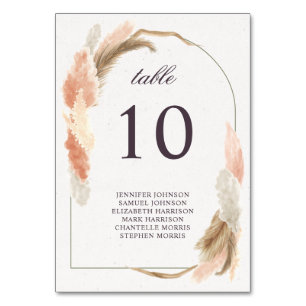Numéro De Table Boho arch pampas herbe moderne mariage