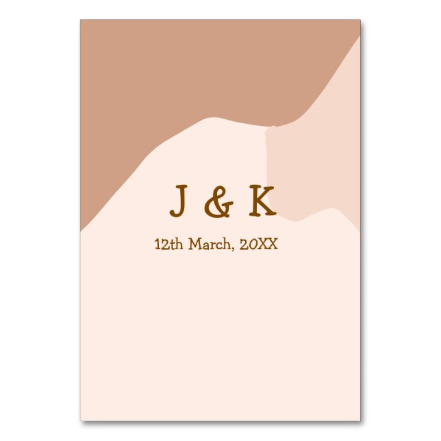 Numéro De Table Boho beige curvy orange nom mariage date (Par défaut)