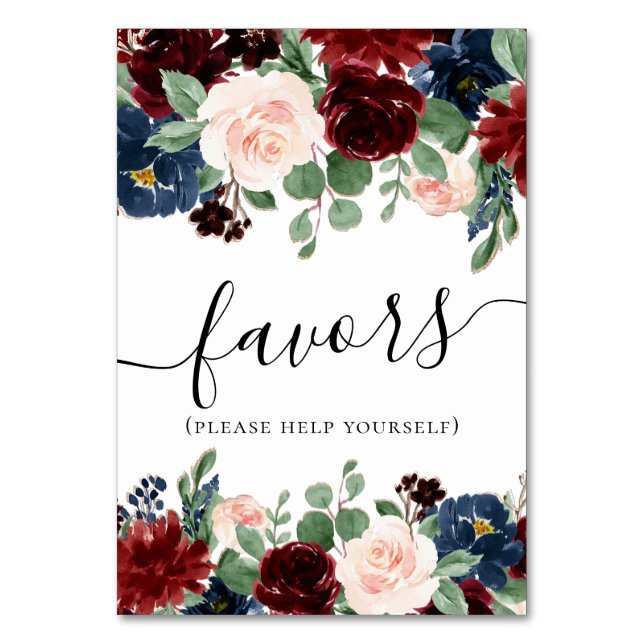 Numéro De Table Boho Bloom | Bleu et bleu de la marine de Bourgogn (Par défaut)