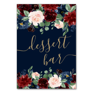 Numéro De Table Boho Blooms Dark Rustic Navy et Red Dessert Bar