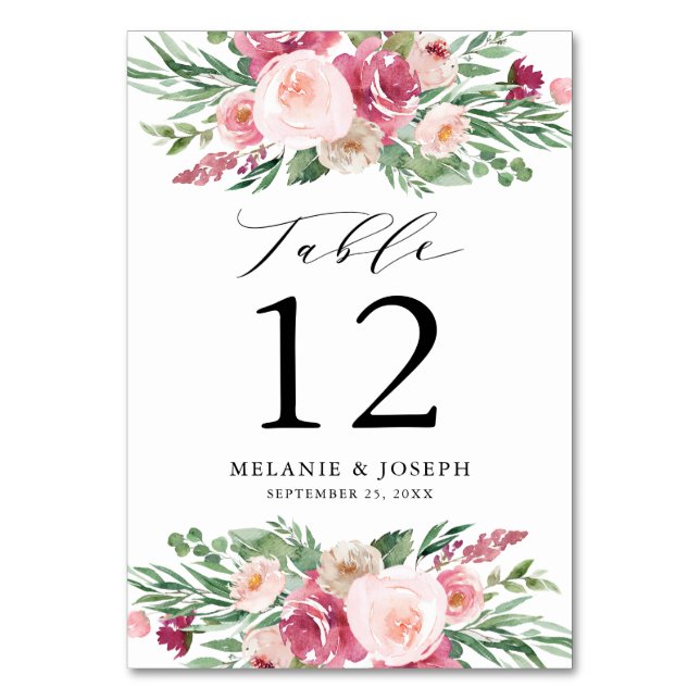 Numéro De Table Boho Blush et rose Mariage floral (Par défaut)