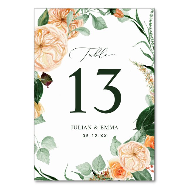 Numéro De Table Boho Botanique Verdure neutre Floral Custom (Par défaut)