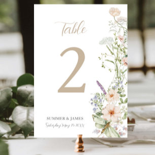 Numéro De Table Boho Chic Pastel Fleur sauvage Floral Garden Maria