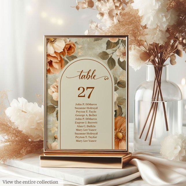 Numéro De Table Boho Chic Terracotta Ivory Sage Floral Wedding (Boho Chic Terracotta Ivory Sage Floral Wedding Table Number

)