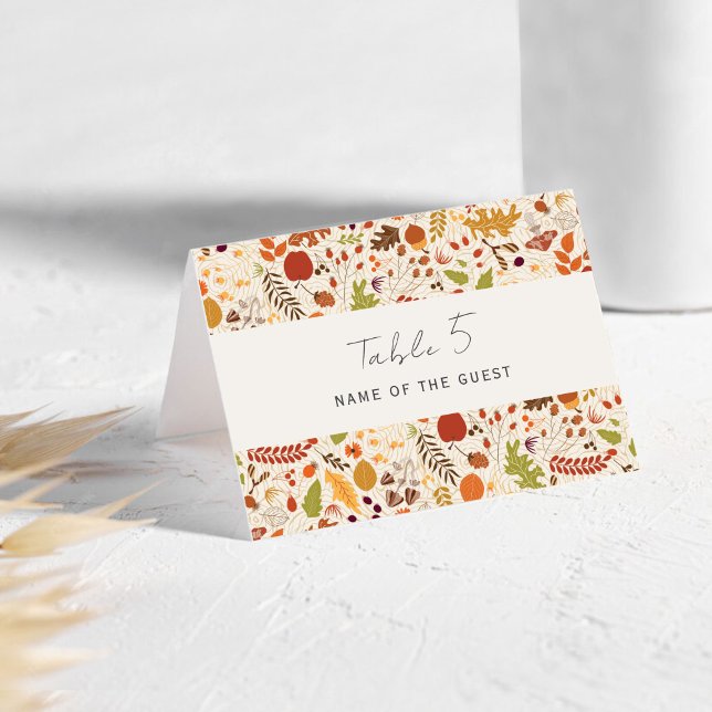 Numéro De Table Boho Dried Rustic Floral Falls Wedding Place card (Créateur téléchargé)