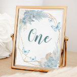 Numéro De Table Boho Dusty Bleu papillon Anniversaire<br><div class="desc">Boho Dusty Blue Butterfly Anniversaire Numéro de table</div>