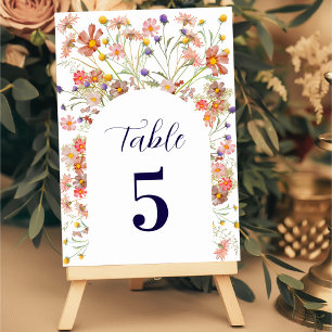 Numéro De Table Boho Fall Fleur sauvage Floral Arch Navy Blue Mari