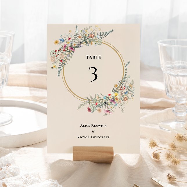 Numéro De Table Boho Fleur sauvage Fern Mariage beige (Créateur téléchargé)