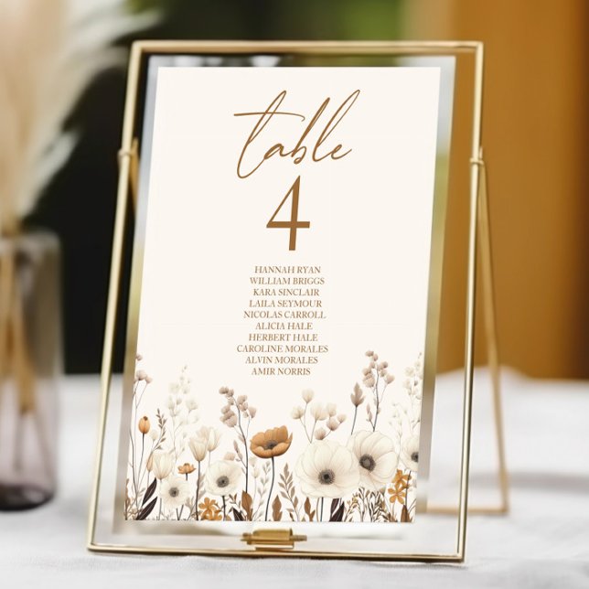 Numéro De Table Boho Fleur sauvage Fleurs sauvages Floral Garden M (Créateur téléchargé)