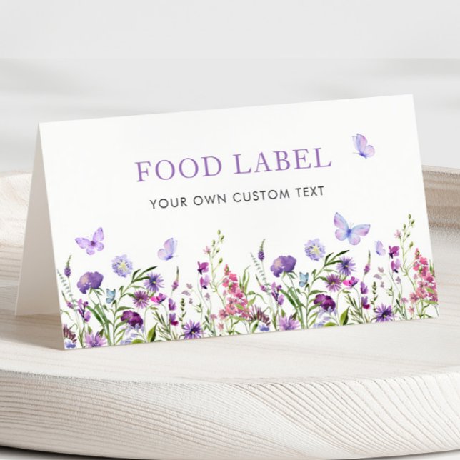 Numéro De Table Boho Fleur sauvage papillon Étiquette alimentaire (Boho Wildflower Butterfly Food Label)