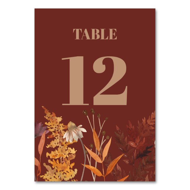 Numéro De Table Boho Fleur sauvage Terracotta Mariage de automne d (Par défaut)