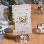 Numéro De Table Boho Fleurs sauvages d'automne | MARIAGE<br><div class="desc">Les numéros de table rehaussent le look de votre tablescape et mettent la touche finale sur votre journée spéciale. Impression de texte personnalisée des noms ou numéros de vos tables. Pelouse séchée rustique, feuille et fleurs sauvages vintages séchés. Les feuilles verts Sage, les accents de cuivre rouille et les tons...</div>