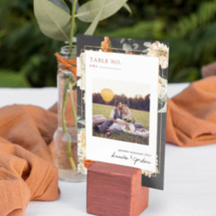 Numéro De Table Boho Fleurs Sombres Verdure Botanique Mariage