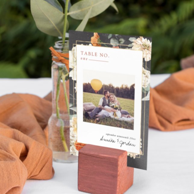 Numéro De Table Boho Fleurs Sombres Verdure Botanique | Mariage  (Créateur téléchargé)