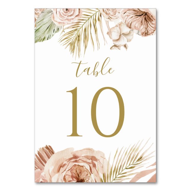 Numéro De Table Boho Floral, Palm et mariage Pampas (Par défaut)