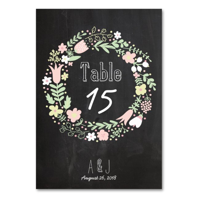 Numéro De Table Boho Flower Wreath Russe Chalkboard Mariage (Par défaut)