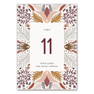Numéro De Table Boho Folk Botanical Frame Mariage