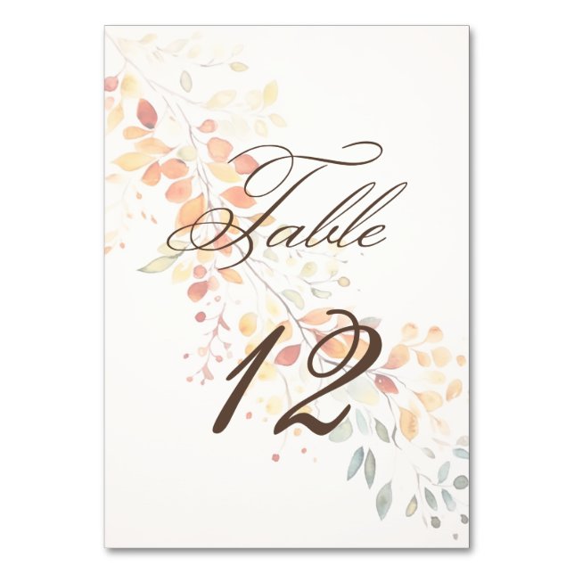 Numéro De Table Boho moderne aquarelle Mariage d'automne (Par défaut)