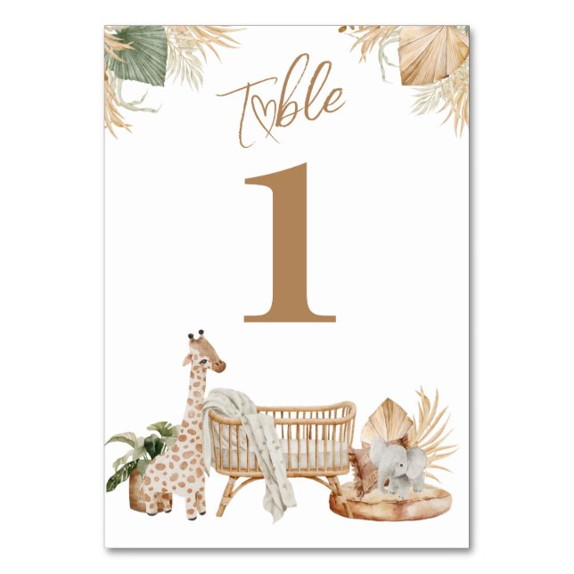 Numéro De Table Boho Moderne Coeur Baby shower neutre genre (Par défaut)