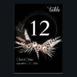 Numéro De Table Boho noir et naturel Mariage - noir<br><div class="desc">Habille tes tables de mariage ou de fête avec ta carte Black & Natural Floral Boho - Black Mariage Table Number Card.</div>