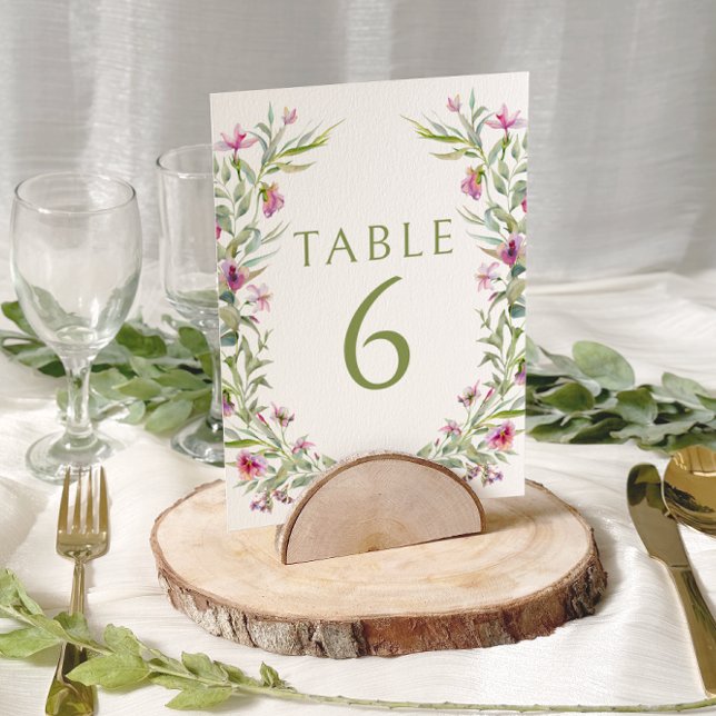 Numéro De Table Boho Purple Fleurs Vert Mariage Numéros de tableau (Créateur téléchargé)