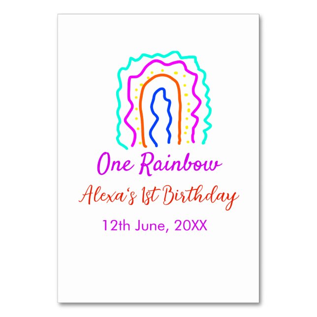 Numéro De Table Boho Rainbow un anniversaire enfants brillant rétr (Par défaut)