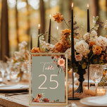 Numéro De Table Boho Rust & Chute Neutre Sage Floral Vert<br><div class="desc">Présentant notre exquise rouille boho et signe de numéro de table de mariages à fleurs d'automne, un mélange parfait d'élégance et de charme bohème! Ce design époustouflant présente un bel arrière - plan vert sage qui donne le ton d'une célébration romantique et intemporelle. Orné d'un bouquet floral boho captivant, niché...</div>