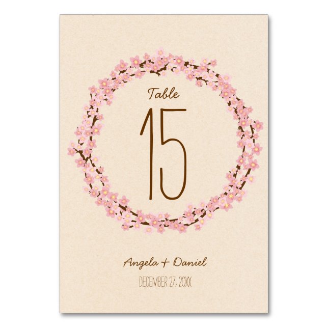 Numéro De Table Boho Rustic Cherry Blossom Mariage de couronne (Par défaut)