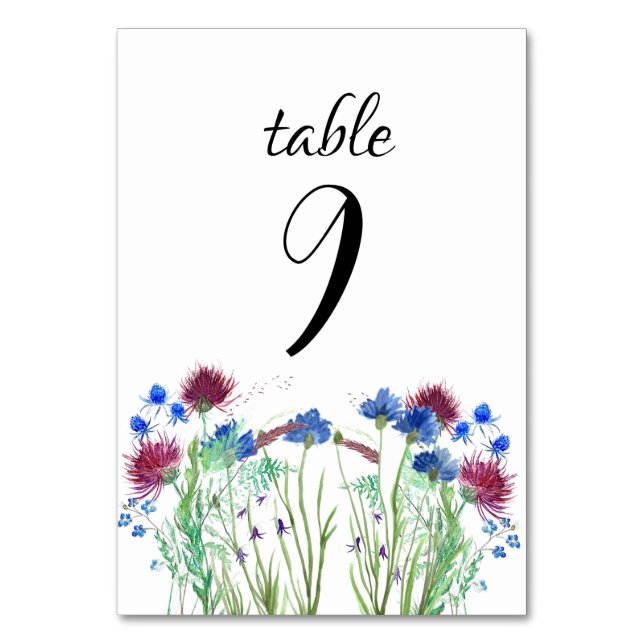 Numéro De Table Boho Rustique Fleur sauvage aquarelle Mariage flor (Par défaut)