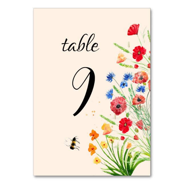 Numéro De Table Boho Rustique Fleur sauvage aquarelle Mariage flor (Par défaut)