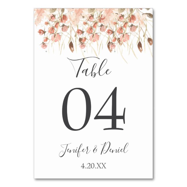 Numéro De Table Boho séché aquarelle Mariage floral (Par défaut)