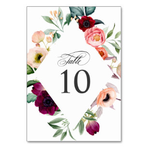 Numéro De Table Boho Style Rustique Elégant Mariage Cadre Floral