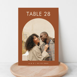 Numéro De Table Boho Terracotta Arch Photo Mariage minimaliste