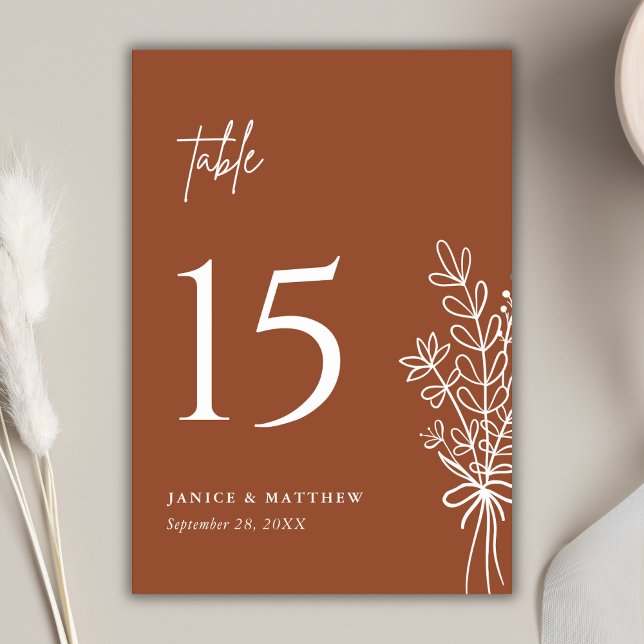 Numéro De Table Boho Terracotta Orange Brûlé Mariage Rustique (Boho terracotta table number helps guests find seats while enhancing your rustic decor.)