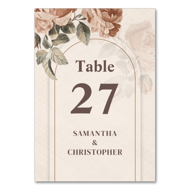 Numéro De Table Boho Terracotta rose sage vert feuille arche (Par défaut)