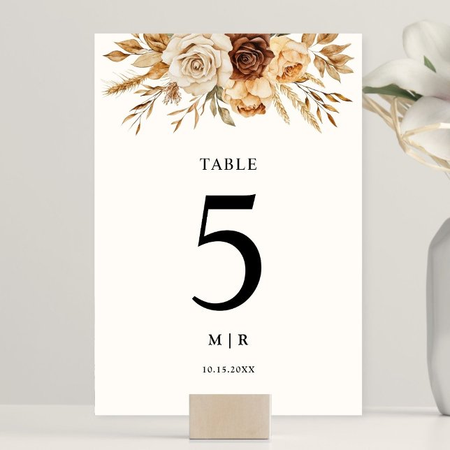 Numéro De Table Boho Terracotta Rustic Floral Mariage Mariage (Créateur téléchargé)
