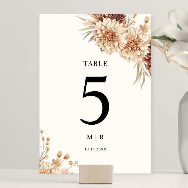 Numéro De Table Boho Terracotta Vintage Floral Mariage (Créateur téléchargé)