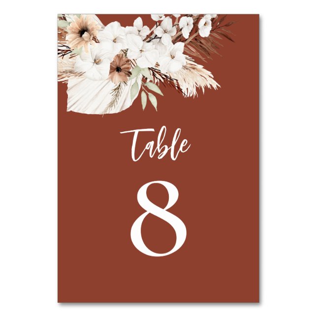 Numéro De Table boho terre cuite fleurs blanches (Par défaut)