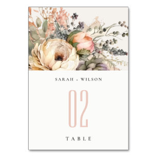 Numéro De Table Boho Watercolor Automne Automne Floral Bunal Maria